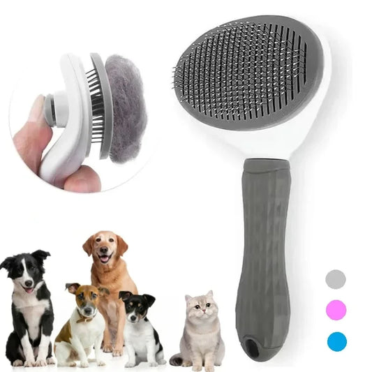 Self-Cleaning Pet Grooming Brush – Hair Removal Brush for Dogs and Cats
