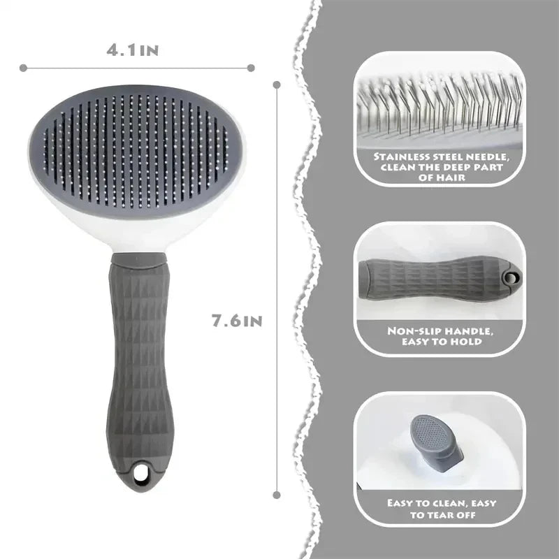 Self-Cleaning Pet Grooming Brush – Hair Removal Brush for Dogs and Cats
