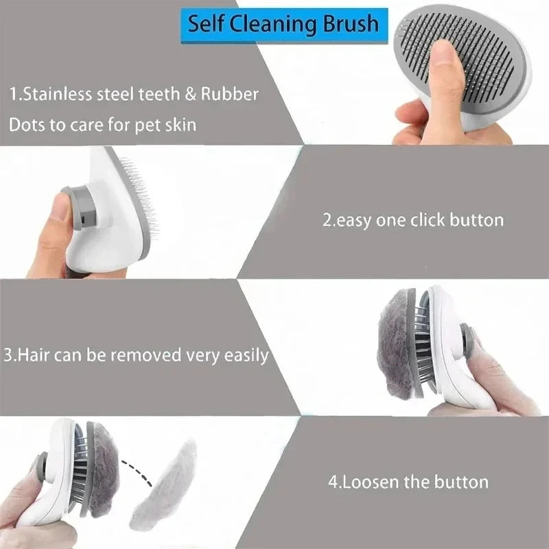Self-Cleaning Pet Grooming Brush – Hair Removal Brush for Dogs and Cats